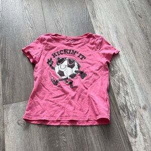 Old Navy “Kicking it” Kids Pink Graphic T-Shirt